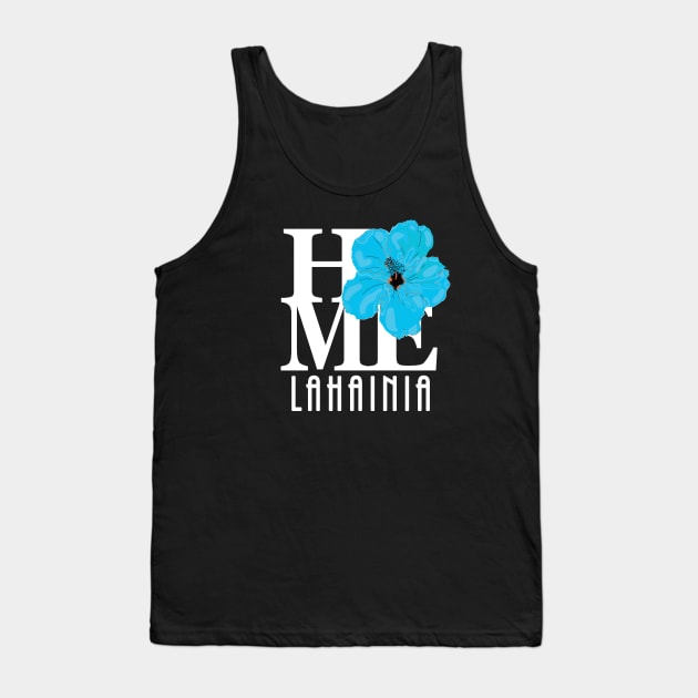 HOME Lahaina Blue Hibiscus (white text) Tank Top by Hawaii